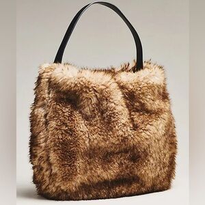 FAUX FUR SLOUCHY BUCKET TOTE BAG by Anthropologie